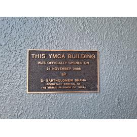 YMCA building plaque
