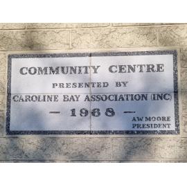 Caroline Bay Community Centre plaque