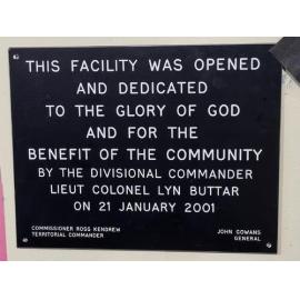 Timaru Salvation Army opening plaques