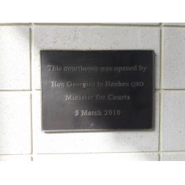 Timaru District Courthouse plaque