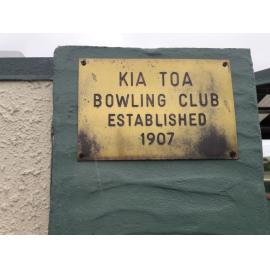Kia Toa Bowling Club plaque