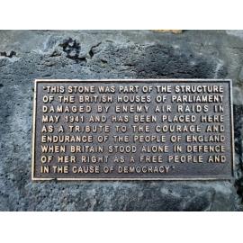 Caroline Bay shelter and plaque