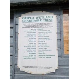 Otipua Wetland Charitable Trust sponsors sign