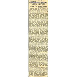 Fairlie: Local History, Origin of Street Names