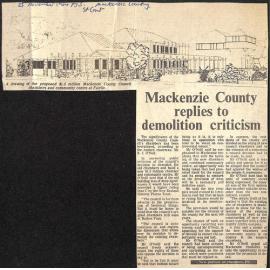 Mackenzie County replies to demolition criticism
