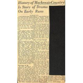 History of Mackenzie Country Is Story of Drama On Early Runs