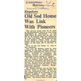 Kingsdown: Old Sod House Was Link With Pioneers