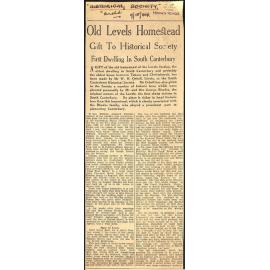 Old Levels Homestead, Gift To Historical Society, First Dwelling In South Canterbury