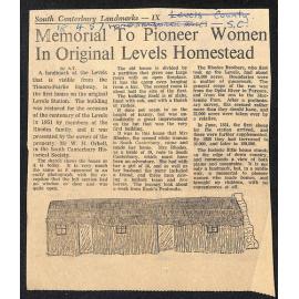South Canterbury Landmarks IX: Memorial To Pioneer Women In Original Levels Homestead