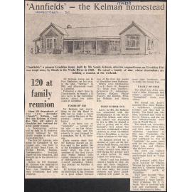  'Annfields' - the Kelman homestead, 120 at family reunion