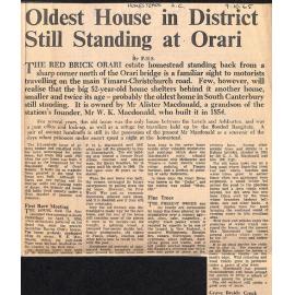 Oldest House in District Still Standing at Orari