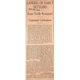 Landing Of Early Settlers, Scene Vividly Re-enacted, Centennial Celebrations