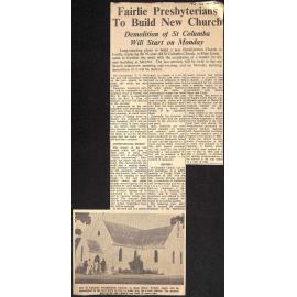 Fairlie Presbyterians To Build New Church, Demolition of St Columba Will Start on Monday