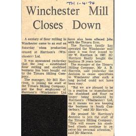 Winchester Mill Closes Down
