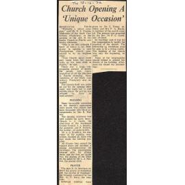 Church Opening A 'Unique Occasion'