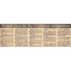 Pearce first to fly- official recognition