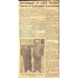 Descendants of Early Settlers Guests of Centennial Association