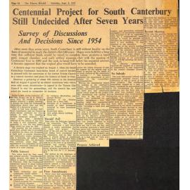 Centennial Project for South Canterbury Still Undecided After Seven Years, Survey of Discussions And Decisions Since 1954
