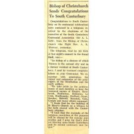 Bishop of Christchurch Sends Congratulations To South Canterbury