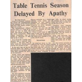 Table Tennis Season Delayed By Apathy