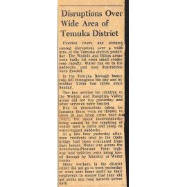 Disruptions Over Wide Area of Temuka District