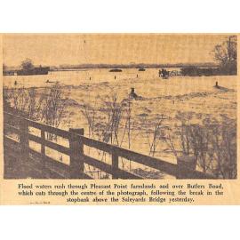Flood waters rush through Pleasant Point farmlands