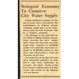 Stringent Economy To Conserve City Water Supply