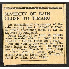 Severity Of Rain Close To Timaru