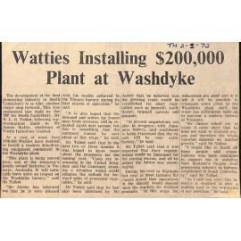 Watties Installing $200,000 Plant at Washdyke