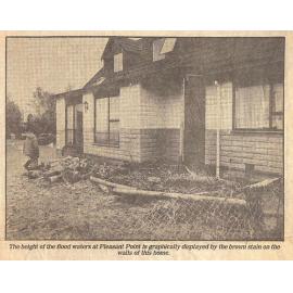 Height of the floodwaters at Pleasant Point