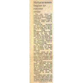 Hakataramea begins to restore order