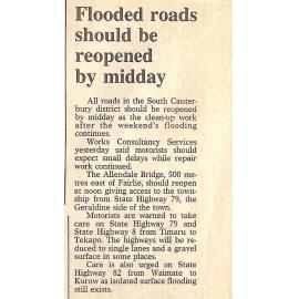 Flooded roads should be reopened by midday