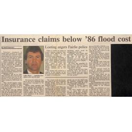 Insurance claims below '86 flood cost / Looting angers Fairlie police
