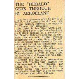 The 'Herald' Gets Through By Aeroplane
