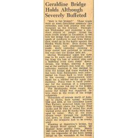 Geraldine Bridge Holds Although Severely Buffeted