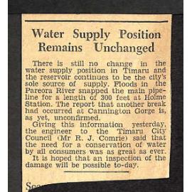 Water Supply Position Remains Unchanged