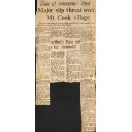 State of emergency lifted: Major slip threat over Mt Cook village