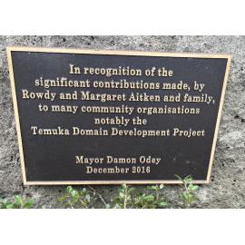 Aitken Family plaque