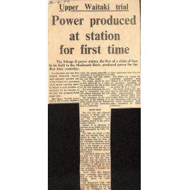 Upper Waitaki trial: Power produced at station for first time