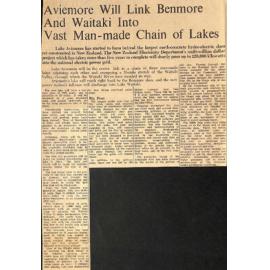 Aviemore Will Link Benmore And Waitaki Into Vast Man-made Chain of Lakes