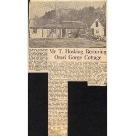 Mr T Hosking Restoring Orari Gorge Cottage