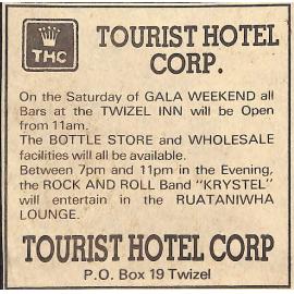 Tourist Hotel Corp Twizel advertisement
