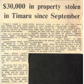 $30,000 in property stolen in Timaru since September