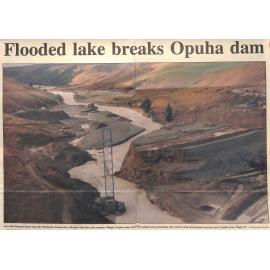 Flooded lake breaks Opuha dam