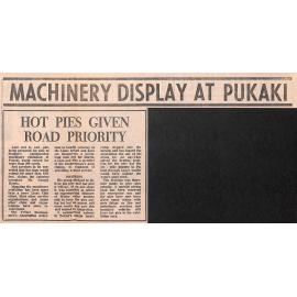 Machinery Display at Pukaki / Hot Pies Given Road Priority