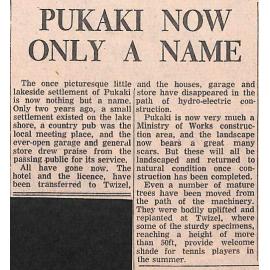 Pukaki Now Only a Name