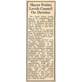 Mayor Praises Levels Council On Decision