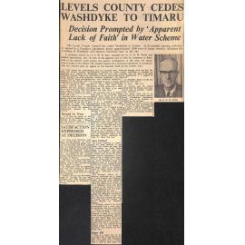 Levels County Cedes Washdyke To Timaru: Decision Prompted by 'Apparent Lack of Faith' in Water Scheme