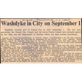 Washdyke in City on September 1