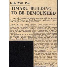 Link With Past: Timaru Building To Be Demolished